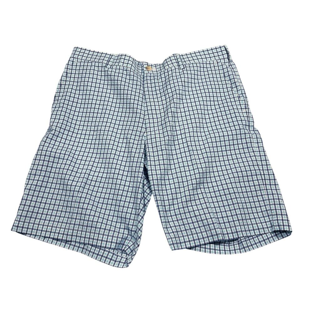 Peter Millar Crown Sport Plaid Golf Shorts Men’s 36 Blue Green Plaid